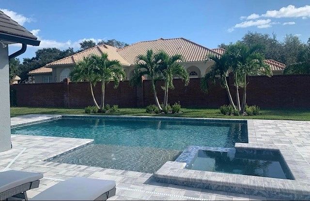 Custom pool with attached spa